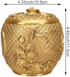 Pure Copper Tea Jar, Vintage Chinese Style Tea Tin Canister with Lid, Traditional Embossed Storage Container for Loose Leaf Tea, Coffee, Candy, Spices - Image 5