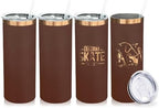 20 oz Skinny Tumblers Bulk with Lids and Straws Brown,4 pack by MetalyaTumblers