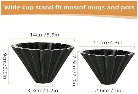 Ceramic Coffee Filter, Origami Cone Style Pour Over Dripper Reusable Hand Brewed For Home Cafe(Black,14cm) - Image 3