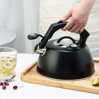 Stainless Steel Tea Kettle with Thermometer, Whistling Teakettle for Stove Top, Fast Heating Hot Water Boiler Heater Teakettle(Black-3.5L) - Image 5
