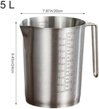 5l Measuring Jug Stainless Steel Thicken Measuring Cup Milk Frothing Pitcher Large Mouth Graduated Beakers with Handle and Scale, Milk Jug for Kitchen Bar - Image 3