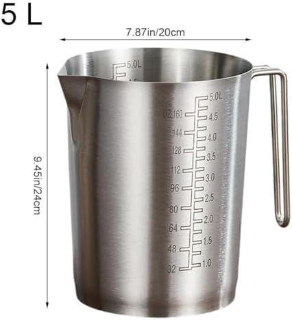 5l Measuring Jug Stainless Steel Thicken Measuring Cup Milk Frothing Pitcher Large Mouth Graduated Beakers with Handle and Scale, Milk Jug for Kitchen Bar - Image 3