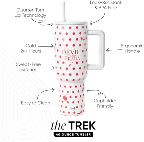 Simple Modern The Devil Wears Prada 40 oz Trek Tumbler with Handle and Straw Lid | Cup Holder Friendly Insulated Stainless Steel Travel Mug - Image 2