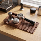 Coffee Tamper Base Using Non Slip Food Silicone Material Providing Dedicated Recesses And Cutouts For Accessories While Serving As Cushion Mat Against, Brown - Image 5