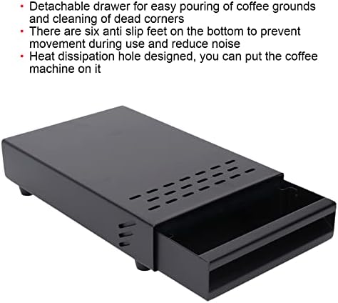 Zerodis Coffee Knock Box, Thick Stainless Steel Plate Coffee Ground Knock Container Detachable Drawer Type Coffee Powder Box Non Slip Feet Design Knock Box Drawer (Black) - Image 5
