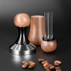 Industrial Distributor Espresso Tamper And Distributor Coffee Piece Set Stainless Steel Base Walnut Top Smooth Finish Suitable for Counters Routines Coffee Corners, 51MM - Image 5