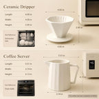 Pour Over Coffee Maker, Ceramic Coffee Dripper with Pot Set,White - Image 2