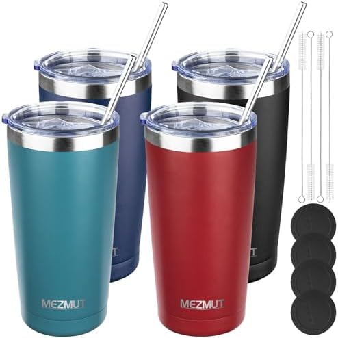 MEZMUT 20oz Insulated Tumbler Cup Travel Coffee Mug with Lid(Mixed2,4 Pack) by MEZMUT