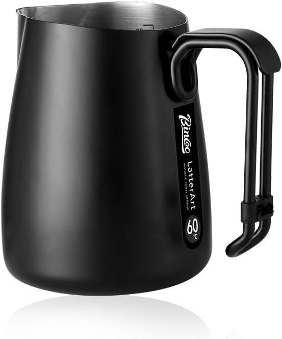 Bincoo Milk Frothing Pitcher,Espresso Milk Frothing Pitcher Stainless Steel 20oz/600ML Coffee Milk Frother Cup with Measurement Lines,Ergonomic Handle for Latte Art & Cappuccino by Bincoo