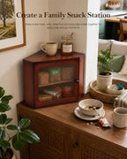 Brown Corner Bread Box, 2 Tier Bamboo Bread Storage for Kitchen Countertop - Image 4