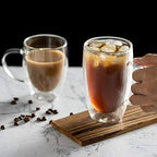 MEWAY 16oz/4 pack Coffee Mugs,Thickened Clear Glass Double Wall Cup with handle for Coffee, Tea, Latte, Cappuccino (16 oz，4) - Image 5