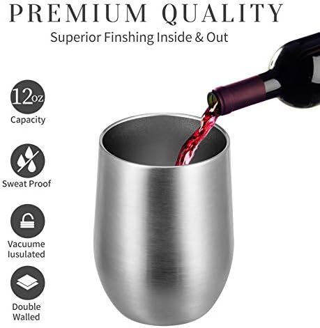 MEWAY 12oz Wine Tumbler 16 Pack Bulk Gifts for Women,Double Wall Vacuum Stainless Steel Travel Mug with Lid,Insulated Stemless Wine Cup Glass for Coffee,Cocktails,Drinks(Sliver,Set of 16) - Image 5