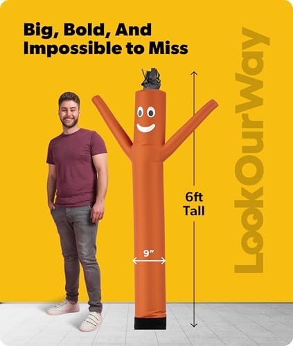 LookOurWay Air Dancers Wacky Waving Inflatable Tube Man Attachment - 7 Feet Tall Advertising Air Dancer Waving Man Inflatable Tube Guy - Blower Not Included - Orange - Image 3