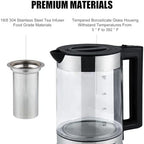 APOXCON Electric Kettle for Boiling Water 1.8L Tea Kettle with Removable Infuser, Borosilicate Glass Water Boiler with LED Light, Automatic Shut Off, Boil-Dry Protection, Cordless Serving & BPA Free - Image 2