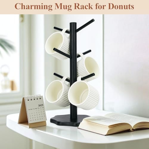 Coffee Cup Stand, Cup Holder, Standing Coffee Mug, Tree Cups, Shelf with Thicker Base, Cup Holder, Standing Coffee Mug, Pretzel Stand, Coffee Mug Rack (Black) - Image 5