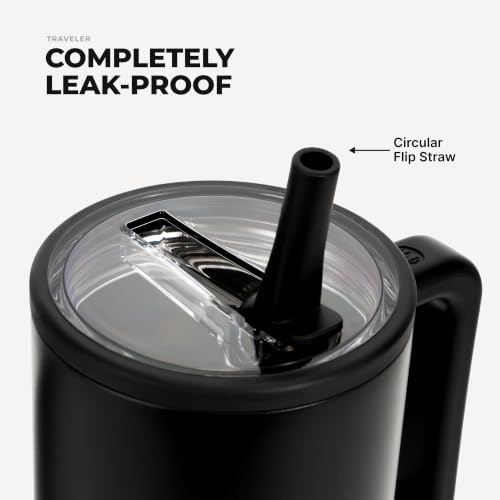 HydroJug Traveler 32oz, Insulated Tumbler with Handle & Straw, Black - Image 4