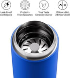 Fellow 12 oz Carter Move Travel Mug - Vacuum-Insulated Stainless Steel Travel Coffee Mug - Coffee Tumbler with Ceramic Interior and Splash Guard - Electric Cobalt - Image 2