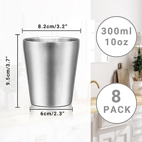 Insulated Stainless Cup, 10 oz Insulated Tumbler, 8 Pack Double Wall Unbreakable Stackable Water Tumblers Metal Cup Premium Drinking Glasses for Travel Camping Home Outdoor - Image 2