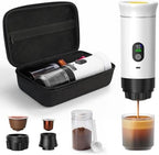 Portable Coffee Maker for Travel & Camping, Portable Espresso Maker with Bag, Rechargeable Cordless Battery Operated Coffee Makers for Ground Coffee, NS Capsule RV, Hiking, Office(White) by Unknown