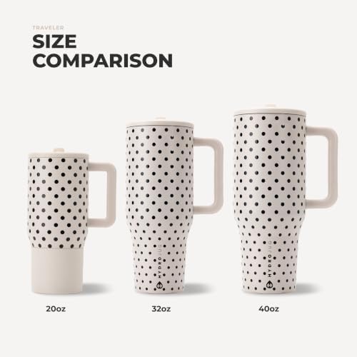 HydroJug Polka Dot Traveler 40oz, Insulated Tumbler, French Vanilla - Image 5