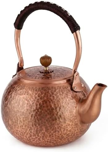 copper tea kettle, tea kettle, tea pot, stovetop, handmade, thick, whistling tea kettle, stove top, teapot for stovetop (copper,1.2L) by Unknown
