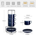 8 OZ Porcelain Stackable Cappuccino Cups and Metal Stand Set of 4 - Image 2