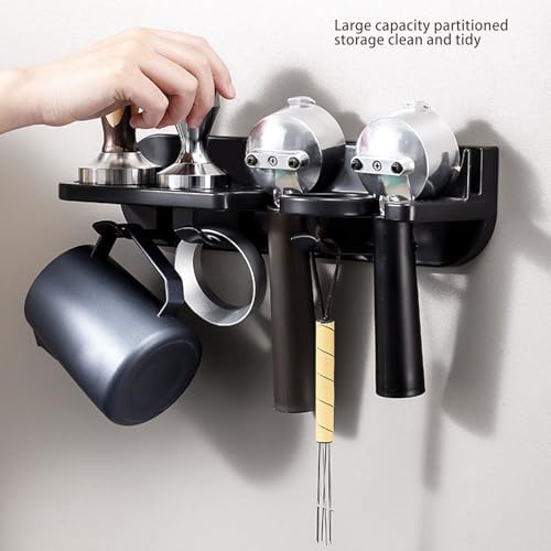 Espresso Tamper Holder Station, Wall Mounted Coffee Station Organizer, Espresso Accessories Organizer Rack, 58mm Coffee Tamper Distributor Portafilter Shelf for Bar - Image 2