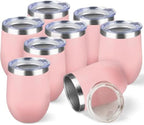 StarSpeed 12oz/8 Pack Insulated Wine Tumbler with Lid,Light Pink by StarSpeed