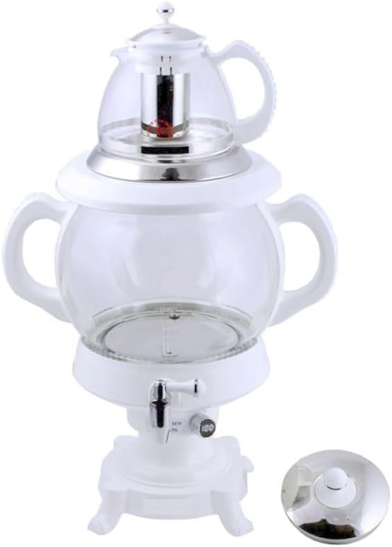 Electric Samovar Digital Display Russian Persian Turkish Tea Maker Water Kettle Glass Teapot 5+1=6 Liter 110V 1100w Auto Shut Off, Keep Warm White by Unknown