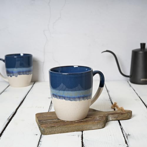 Bosmarlin Ceramic Coffee Mug Set of 4, 17 Oz, Coffee Cups with Big Handle, Microwave Safe, Unique Reactive Glaze - Image 4