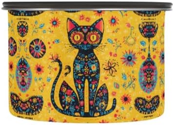 Stainless Steel Coffee Storage Containers with Airtight Lid, Day Of The Dead Skull Cat 17oz Food Storage Container Kitchen Canister for Tea, Coffee Beans, Ground, Sugar Storage - Image 2