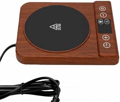 Mug Warmer, 70 100°F Precise Temperature Control Electric Coffee Mug Warmer Desk with Smart Timer Function for Home Office Travel (Wood Grain) - Image 2