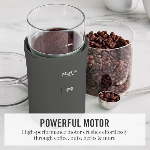 Martha Stewart Electric Coffee & Spice Grinder with Dual Bowls, Caviar Gray - Image 4