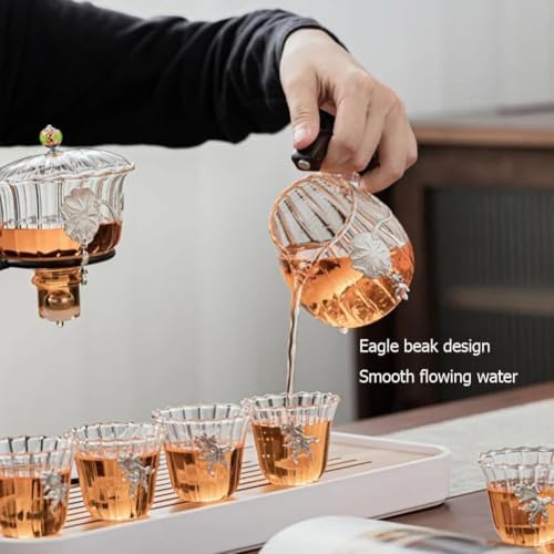 Glass Tea Set for Adults | Semi-Automatic Teapot with Loose Tea Infuser | 3-in-1 Tea Maker for Home & Office | Lazy Person's Tea Brewing Artifact - Image 3