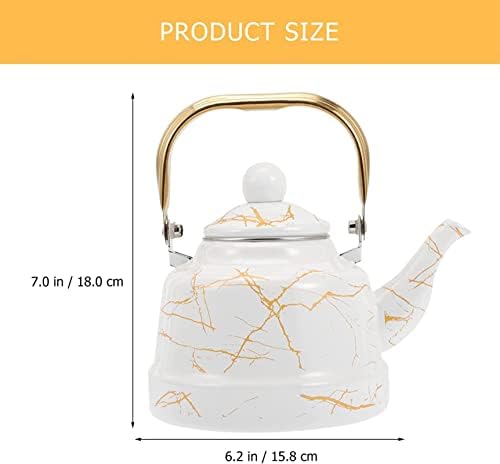 Enamel Tea Kettle Stovetop Teapot: Vintage Coffee Kettle Water Pitcher Carafe Pot 1. 7L Japanese Chinese Kung Fu Teaware for Home Office Restaurant Nightstand - Image 3