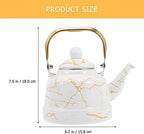 Enamel Tea Kettle Stovetop Teapot: Vintage Coffee Kettle Water Pitcher Carafe Pot 1. 7L Japanese Chinese Kung Fu Teaware for Home Office Restaurant Nightstand - Image 3