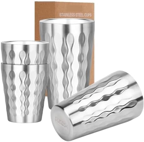 2 Pack Stainless Steel Mug Double Wall Metal Stackable Insulated Portable Drinking Cup Shatterproof Glasses(2pcs 450ml) - Image 2