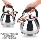 Tea Kettle Stovetop Whistling Kettle Teapot, 3Quart Tea Pot Stainless Steel Teakettle for Stove Top with Heat Proof Ergonomic Handle - Image 4