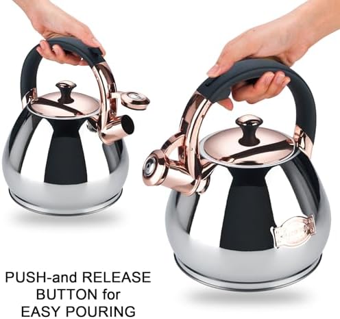 Tea Kettle Stovetop Whistling Kettle Teapot, 3Quart Tea Pot Stainless Steel Teakettle for Stove Top with Heat Proof Ergonomic Handle - Image 4