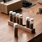 Coffee Bean Storage Tube Rack, Glass Containers with Wooden Holder for Home - Image 6