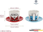 BRISA VW Collection - Volkswagen Espresso Cups Coffee-Tea-Cappuccino Set in T1 Bus Campervan Design (Bus Front/100ml/3.4 fl oz) (Set of 2 (red, blue)) - Image 3