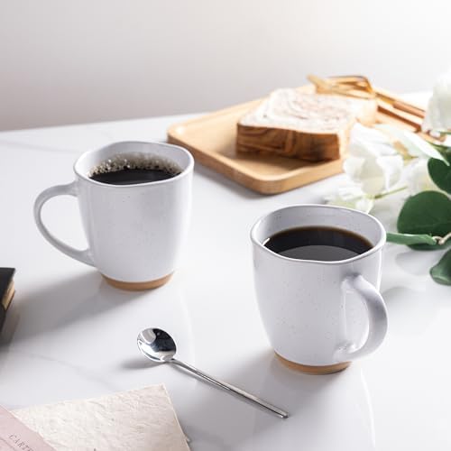 AmorArc 12oz Ceramic Coffee Mugs set of 6, Stylish Coffee Mugs with Rustic Terracotta Underside for Man, Woman, Dad, Mom, Suitable for Latte/Cappuccino/Milk/Cocoa. Dishwasher&Microwave Safe, White - Image 5