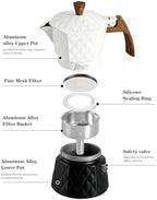 Bincoo 120ML Stovetop Espresso Maker Double Valve Moka Pot with Thermostat Extractor Prevent over-extraction,Italian Espresso Moka Pot with Powder Dispenser and Filter Paper for Home (White/Black) - Image 5