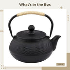 Cast Iron Teapot With Infuser, Elegant Black Stovetop Tea Kettle With Rope-Wrapped Handle, Japanese Tetsubin, 600 Ml Cast Iron Teapot - Image 5