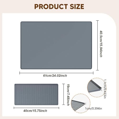 2 Pieces Silicone Espresso Machine Pad Tamper Mat Raised Edges Accessory Suitable for Tea Room Kitchen Coffee Shop, Gray - Image 3