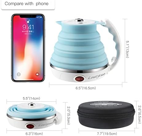 Food Grade Silicone Portable Collapsible Electric Travel Kettle (Blue) - Image 2