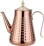 SANQIAHOME 1.8L(60oz) Stainless Steel Hammer Patterned Teapot With Removeable Infuser,Loose leaf cover,Copper by SANQIAHOME