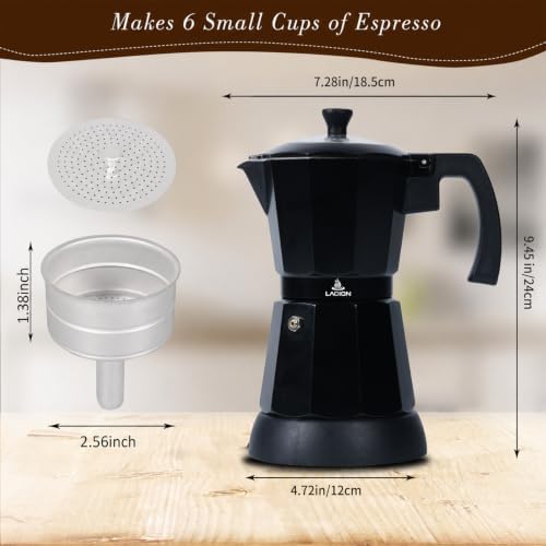 LAOION 6 or 3 Cup Electric Moka Pot, Cafeteras Electricas Modernas-Black - Image 3