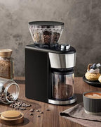 Conical Burr Coffee Grinder Electric, Adjustable Coffee Bean Grinder with 35 Precise Grind Setting for 2-12 Cup, Black (Coffee grinder+Coffee maker) - Image 2