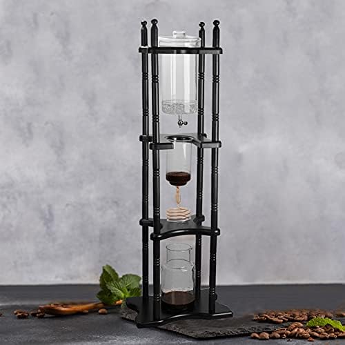 Ice Drip Coffee Maker, 2L/67.63oz(About 25 Cups) Large Capacity Cold Brew Tower for Home, Coffee Shop Glass & Solid Wood Manual Dripper Brewer, Reusable Cold Tea Maker, 11.02*9.65*45.28in Black-Red - Image 7